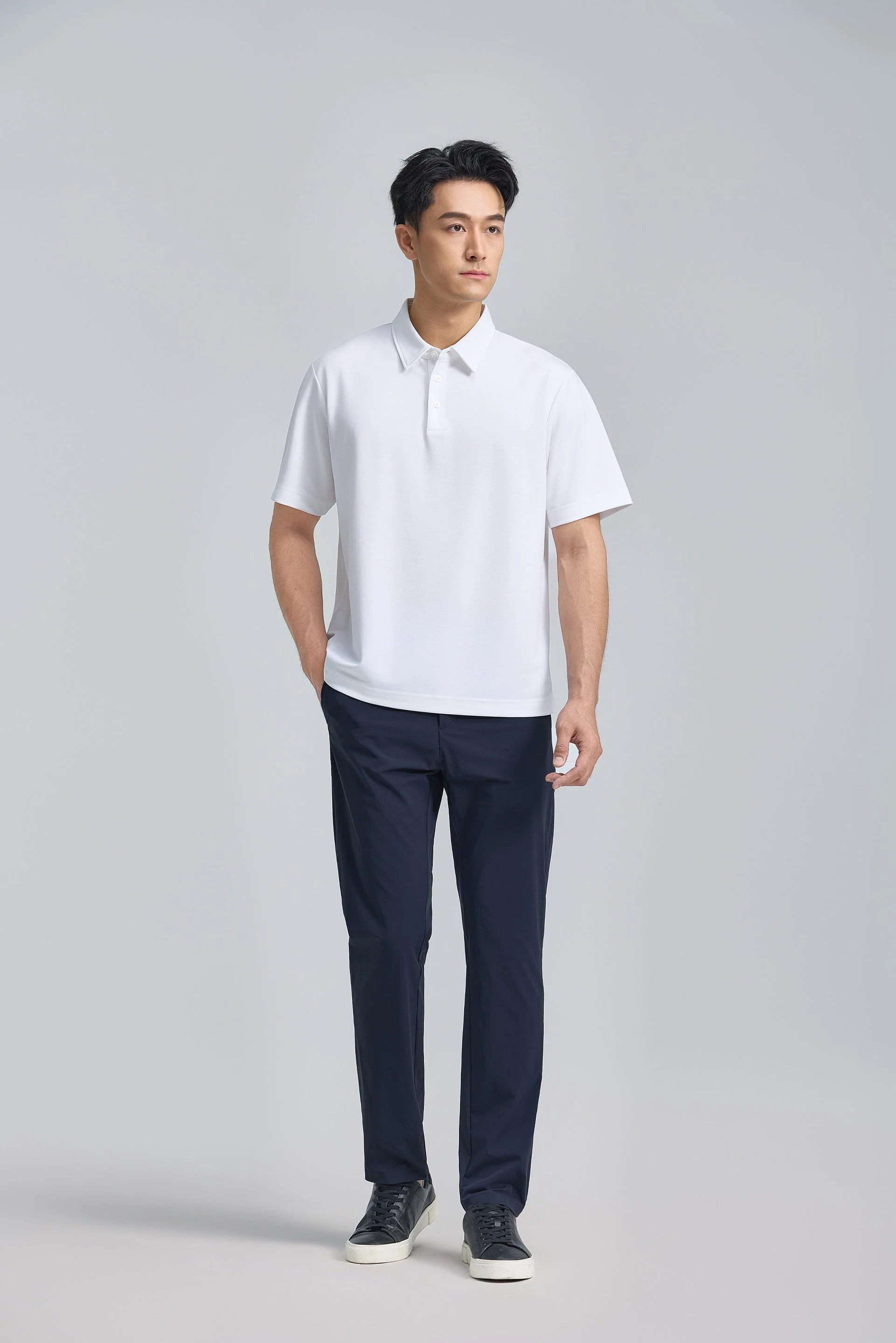 Double-Face Knit Polo – White