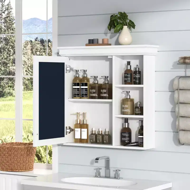 30 in. W x 28 in. H Rectangular Surface Mount Medicine Cabinet with Mirror, Adjustable Shelves, Soft Closing Hinges
