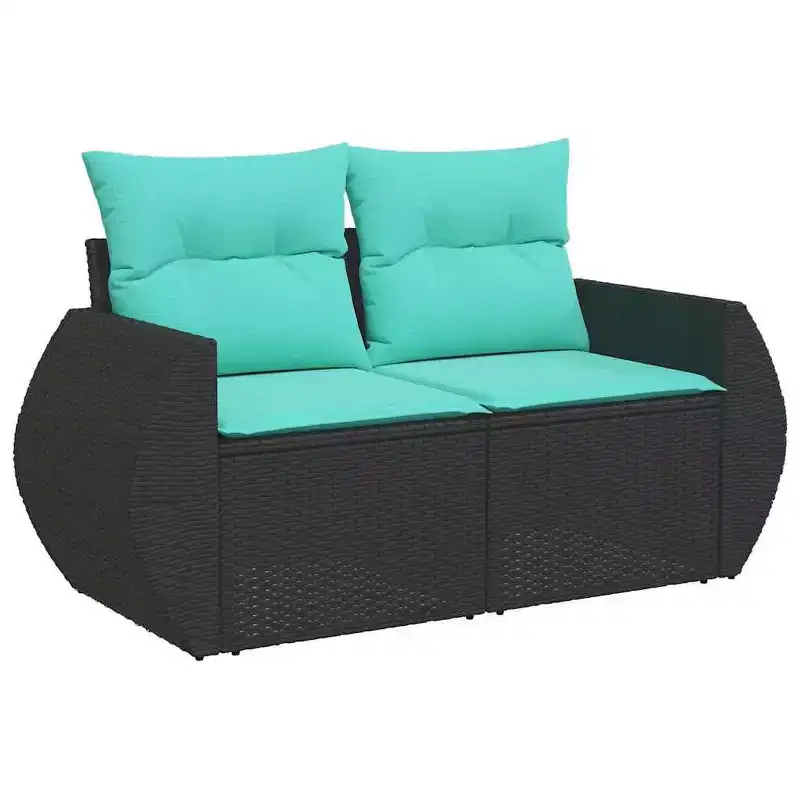 vidaXL Patio Sofa Set - Black and Blue Without Table