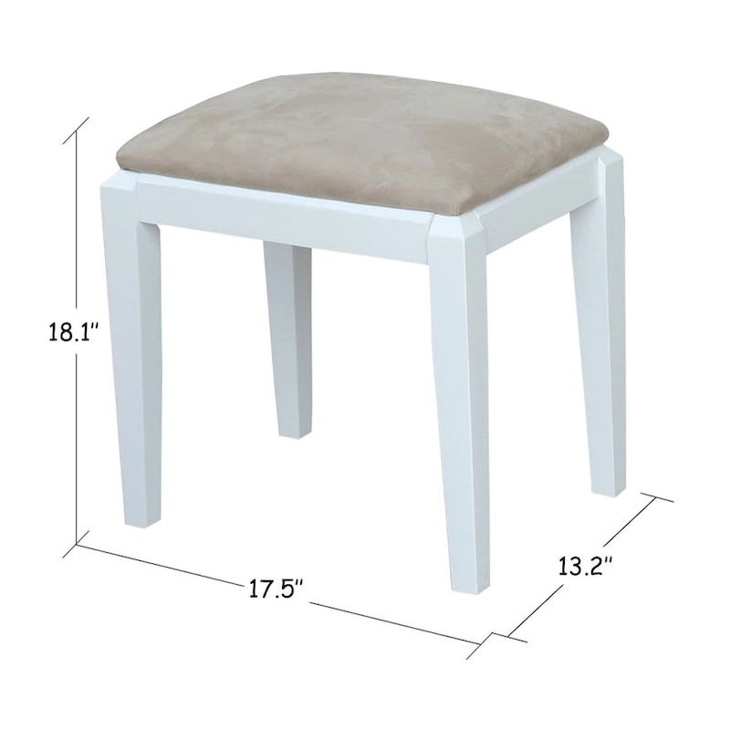 Solid Wood Vanity Table with Vanity Bench (Snow White Finish)