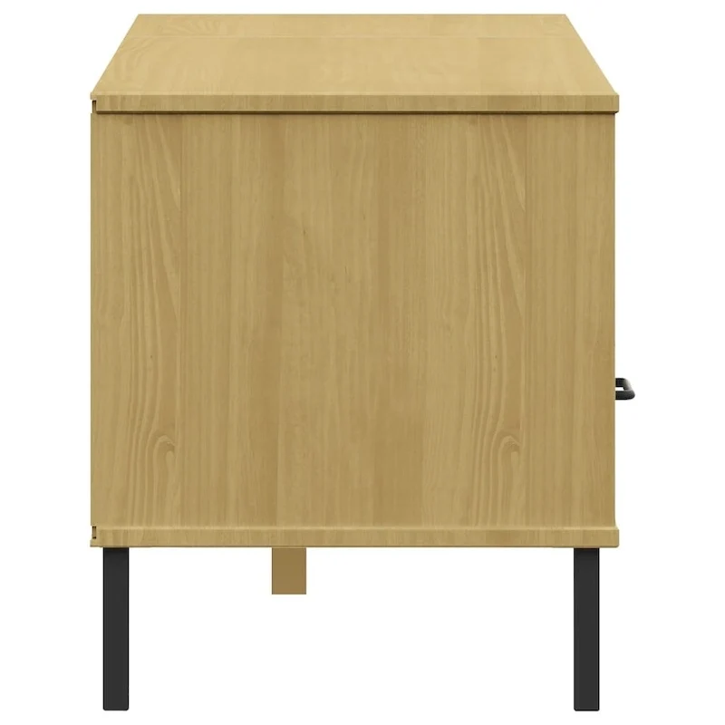 vidaXL TV Stand TV Console TV Console with Metal Legs Solid Wood Pine OSLO - 62.2 x 15.7 x 18.3