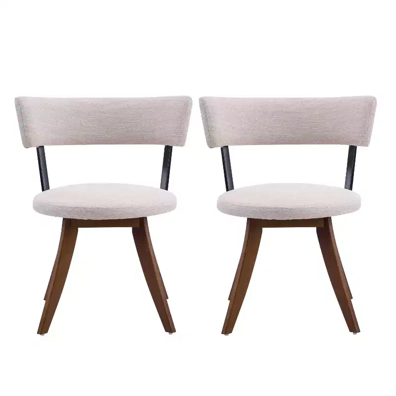 Christopher Knight Home Youngho Modern Rubber Wood Upholstered Dining Chairs with Curved Back (Set of 2)