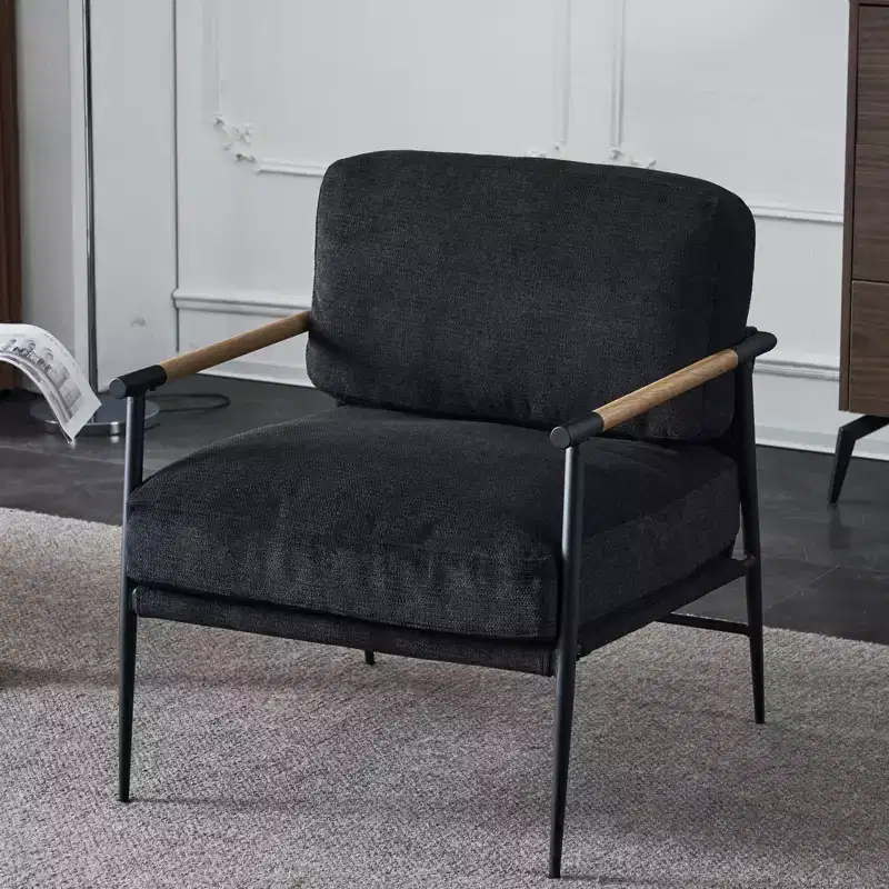 Leisure Chair,Velvet Upholstered Lounge Chair with Support Legs and Armrests,Easy Assembly,for Dining Room,Guest Room,Living Room,Kitchen,Lounge