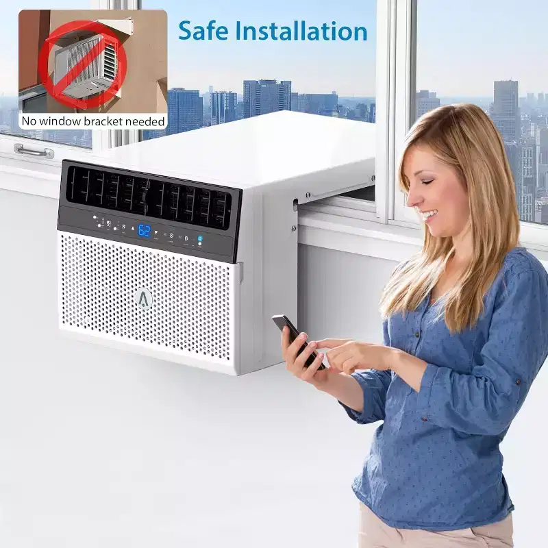 Window Air Conditioner, AC Window Unit with Washable Filter, Wi-Fi Enabled w/Remote, Cools Up to 350 Square Feet, 6 Modes, 115V/60Hz