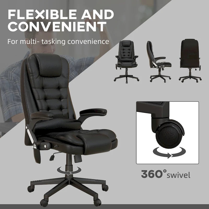 High Back Vibration Massage Office Chair with 6 Vibration Points, Beige