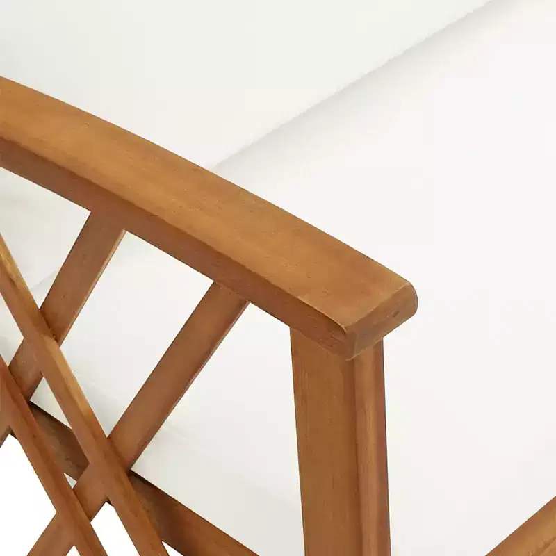 Garden Bench Cream white and natural wood