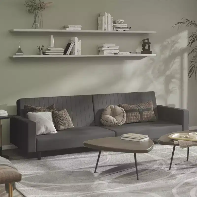 Dark Gray Velvet 2-Seater Sofa Bed - Convertible Loveseat/Twin Sleeper with Wood Frame for Living Room, Studio, Home Office