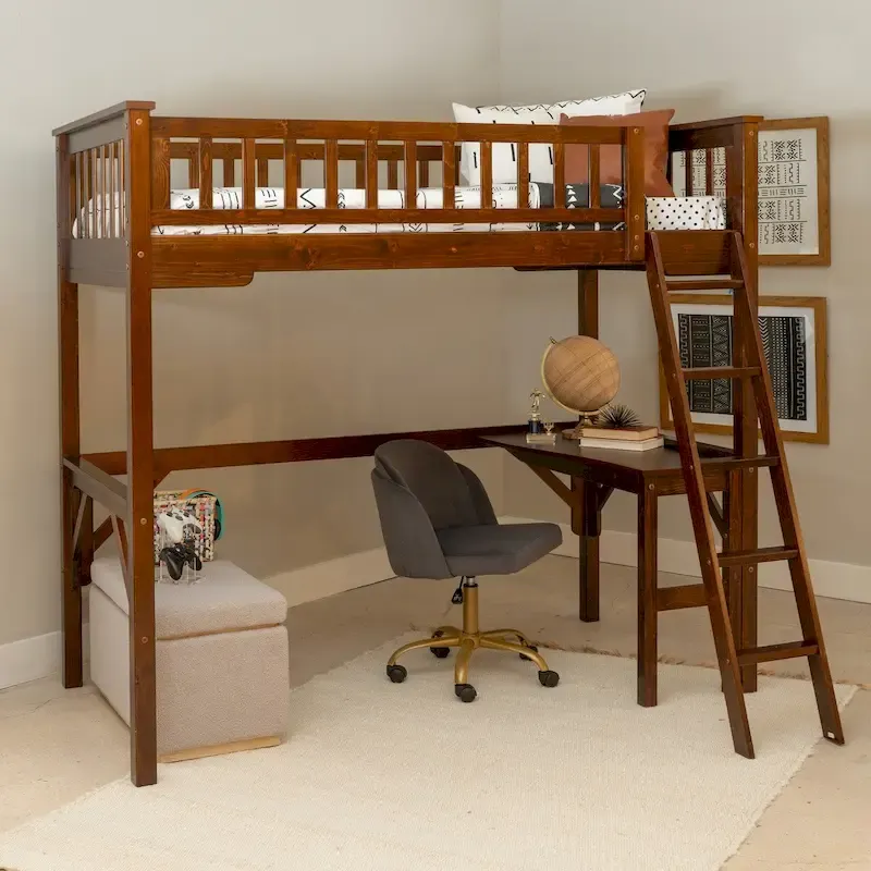 Wooden Twin Study Loft Bed