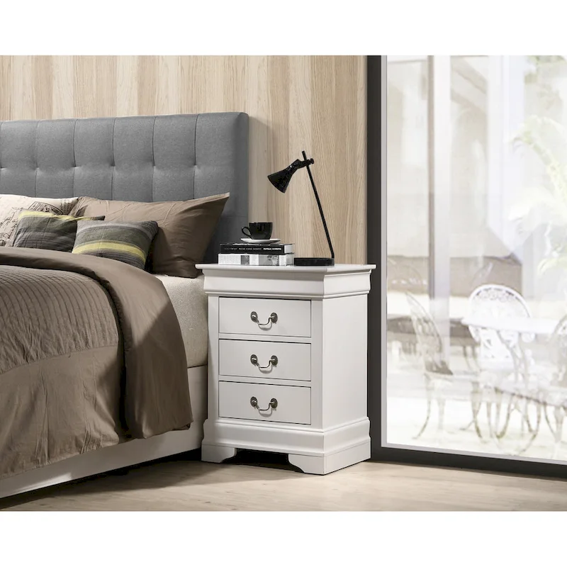 Wood 3 Drawer Nightstand