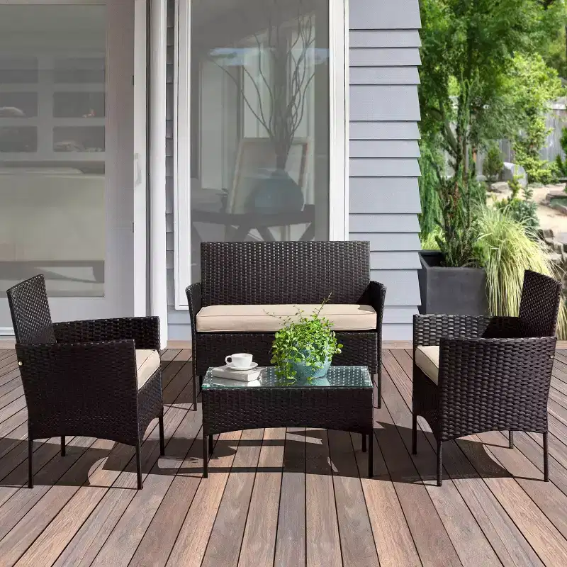 Pure Garden 4pc Outdoor Patio Rattan Furniture Set