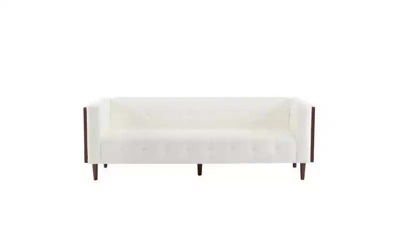 3-Seater Sofa – Beige Boucle Fabric with Tufted Detail