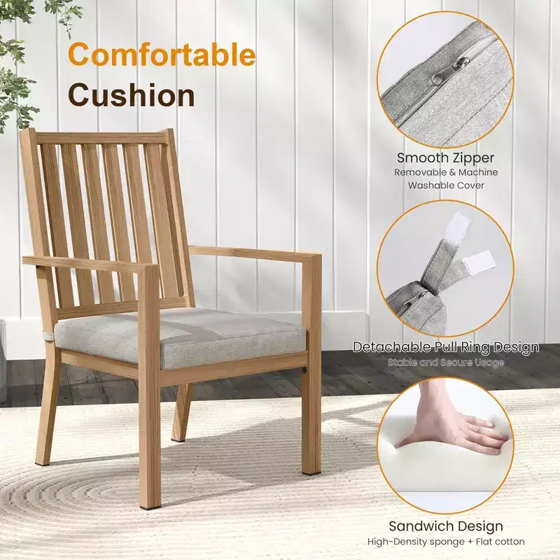 Set of 4 23 All-Weather Aluminum Patio Dining Chairs with Thick Cushions