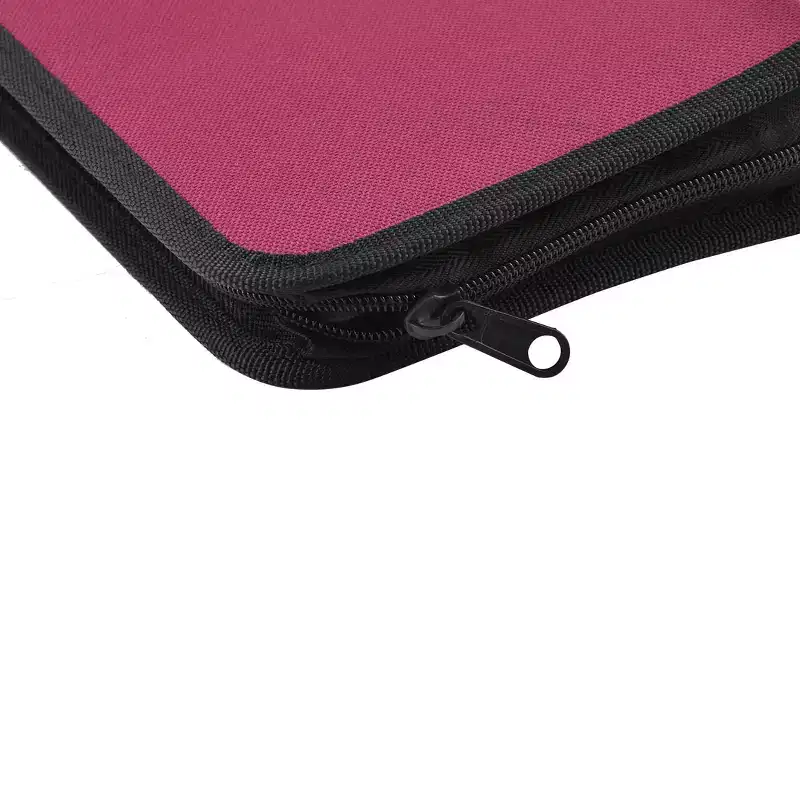 PiccoCasa Zipper Closure Double Sided CD DVD Storage Media Storage Racks 11.5x6x1.8 Black Red 1 Pc
