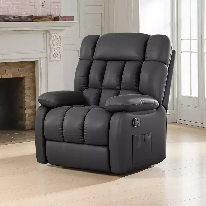 Ergonomic Recliner Chair with Adjustable Recline & Footrest – Black