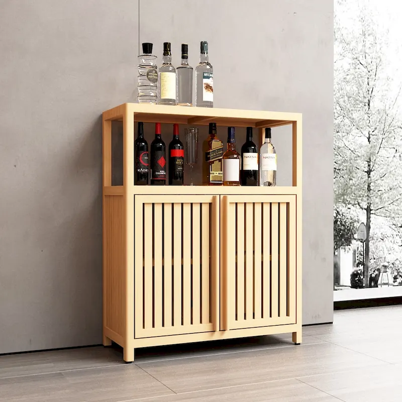 Bathroom Bamboo Storage Cabinet With Shelves