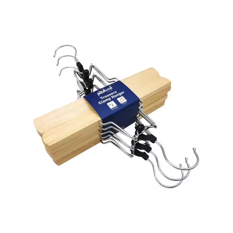 Wooden Pants Hangers - Wood Skirt Hangers - 6 Pack - for Men Shorts and Pants and Women Dress Clothes - Non Slip Slim Closet Space Saving
