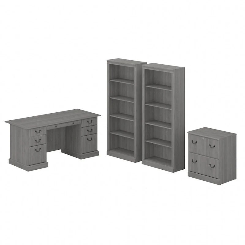 Saratoga Executive Desk, File Cabinet and Bookcases by Bush Furniture