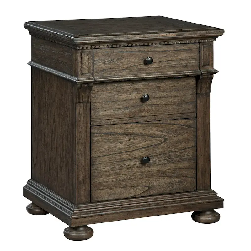 Executive Desk File Cabinet, 2 Drawers, Java Finish, Mindi Wood, 24.5W x 19D x 30.5H