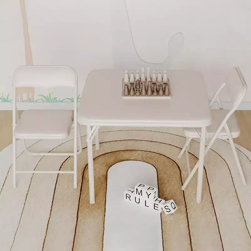 Set of 3 Folding Table and Chair with PU Upholstered - Perfect for Eating, Reading, and Playing