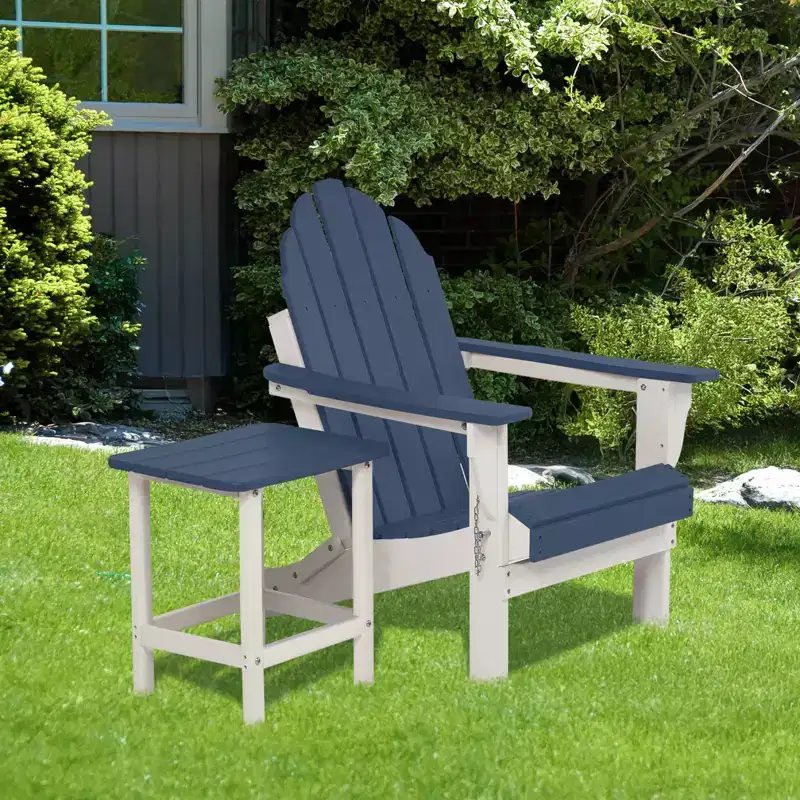 Aoodor Adirondack Square Outdoor Side Table for Patio, 19'' HDPE Outdoor Side Tables, Weather Resistant End Table for Patio, Backyard, Pool