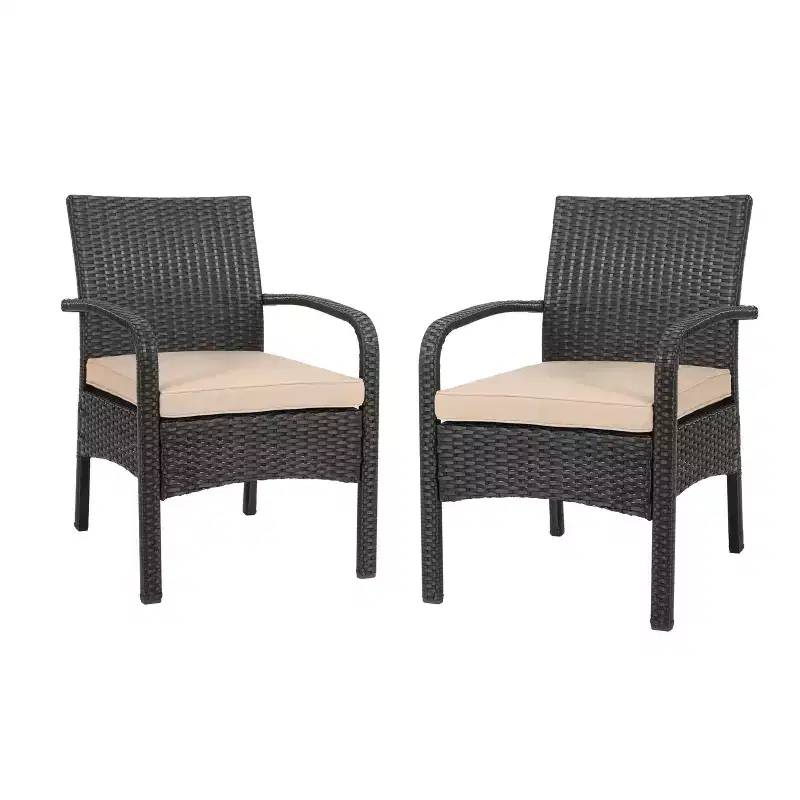 GDFStudio Kilburn Outdoor Wicker Club Chairs with Cushion (Set of 2)