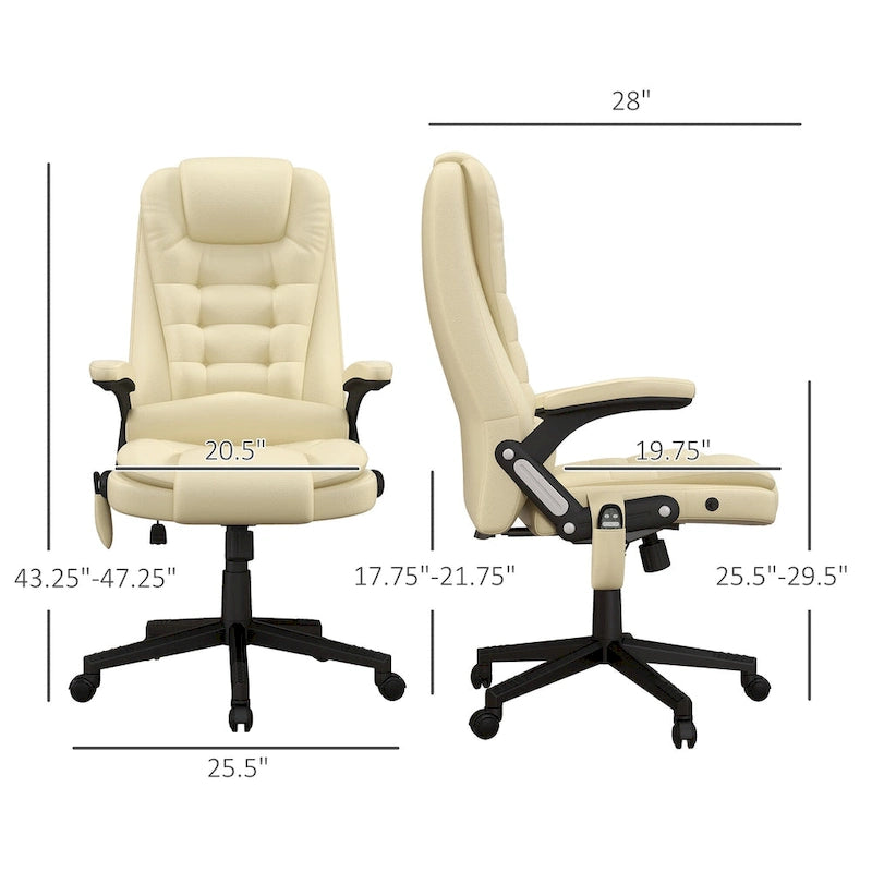 High Back Vibration Massage Office Chair with 6 Vibration Points, Beige