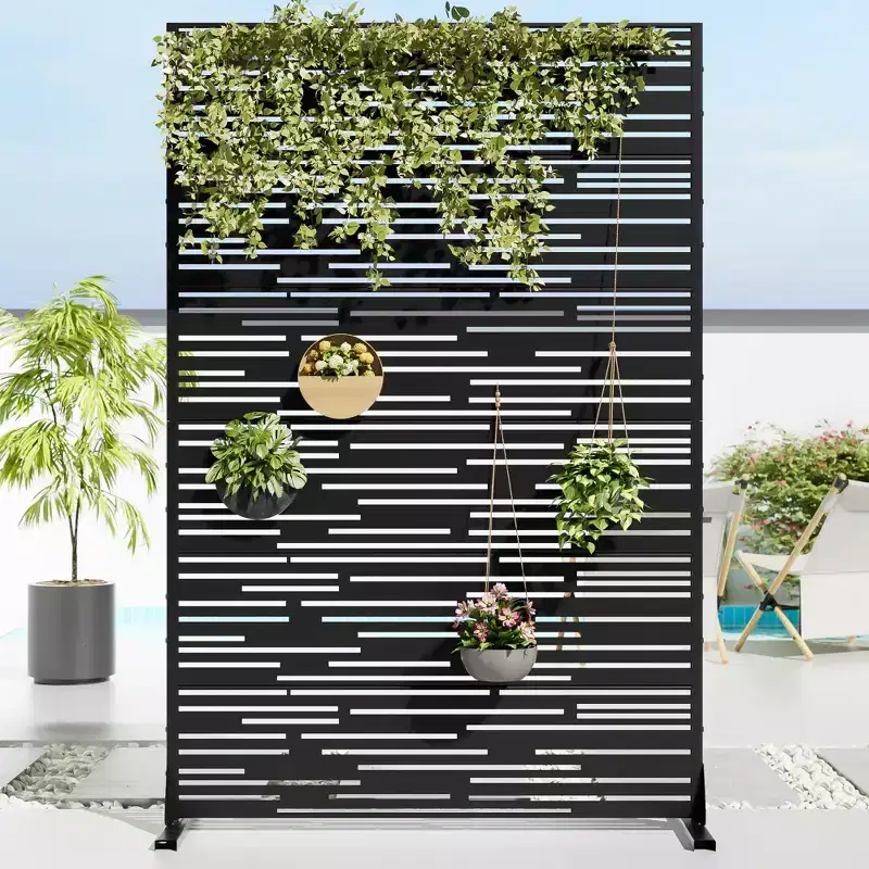 72 H35W Dovelina Black Metal Planter Box with Trellis Privacy Screen for Caf Patio,Garden & Balconies
