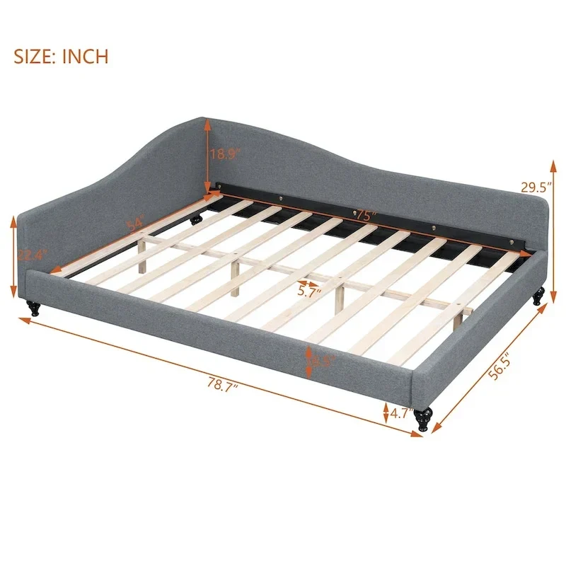 L-Shaped Semi-Enclosed Daybed with Solid Wood Legs
