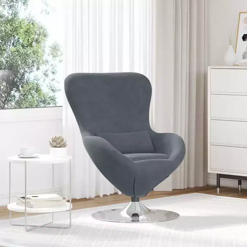 Egg Chair with Footstool Velvet