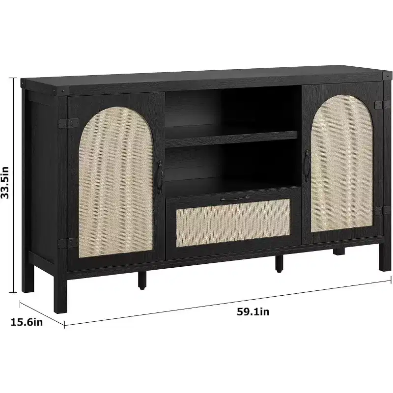 59 Buffet Cabinet with Storage,Farmhouse Kitchen Storage Cabinet with Adjustable Shelves