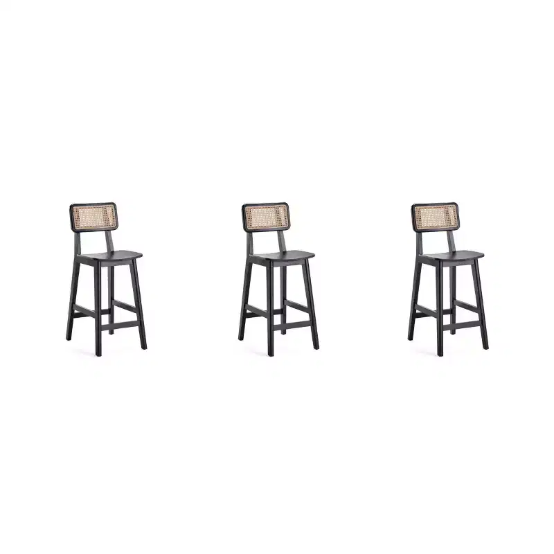 Set of 3 Versailles Wood Counter Height Barstools - Manhattan Comfort