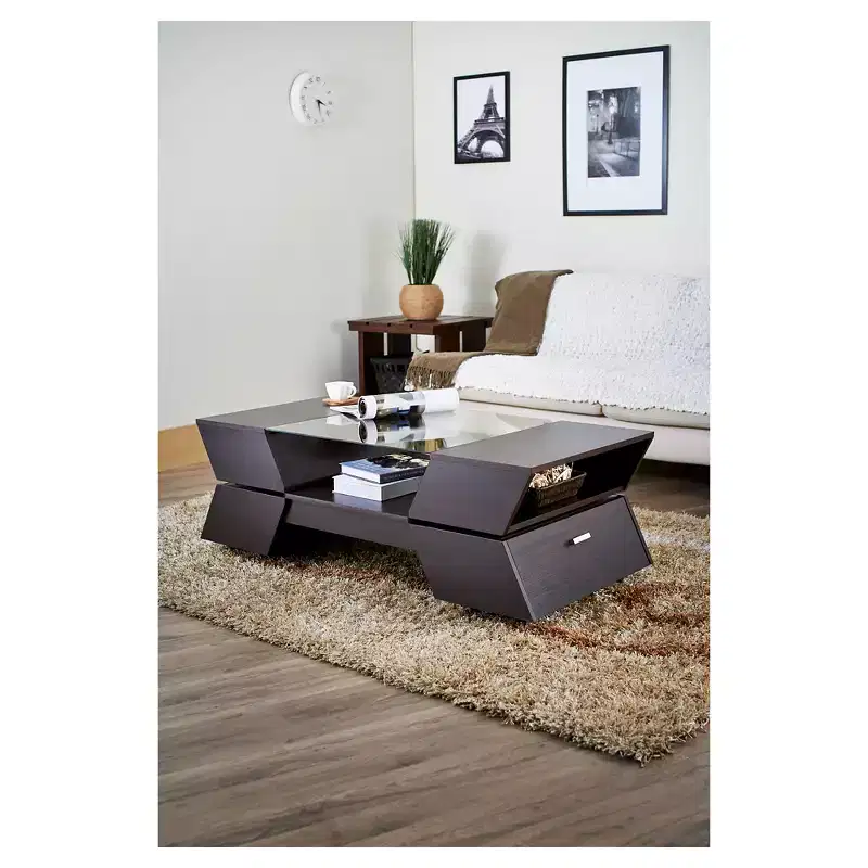 HOMES: Inside + Out Kayce Modern Geometric Inspired Coffee Table Espresso