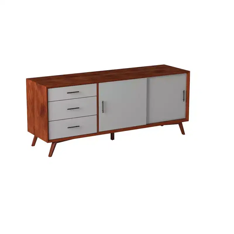Alpine Furniture,Flynn 2 Drawer Two Tone Nightstand, Acorn/White