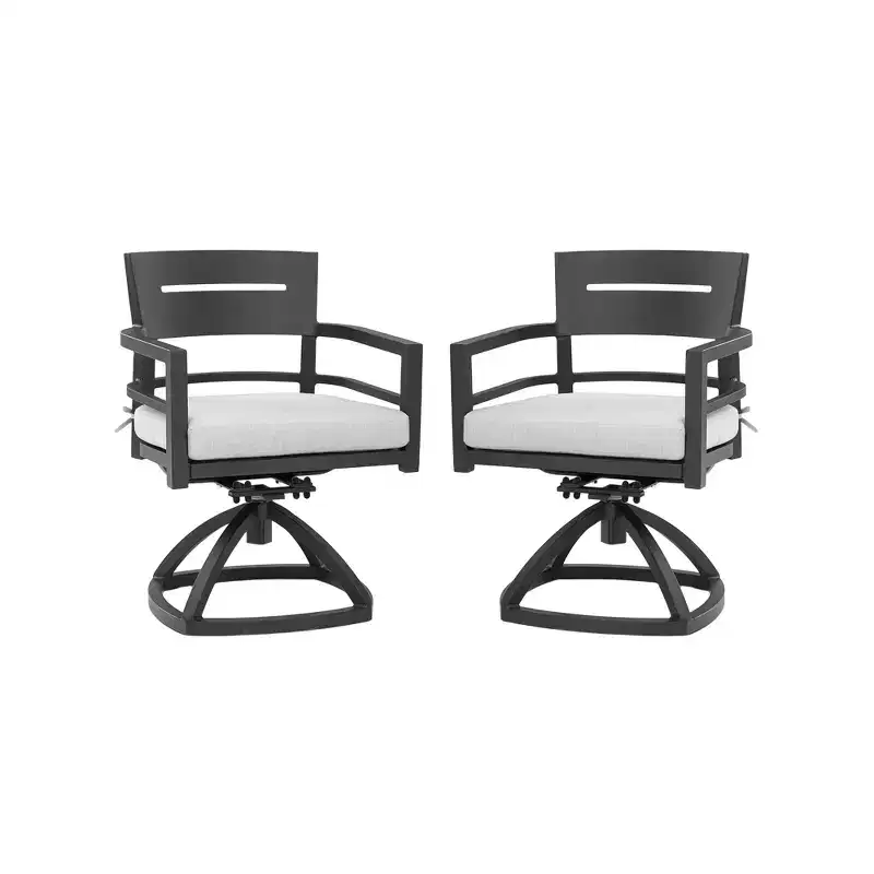 Christopher Knight Home Mirabelle Aluminum Swivel Chair with Removable Sunbrella Cushions( Set of 2
