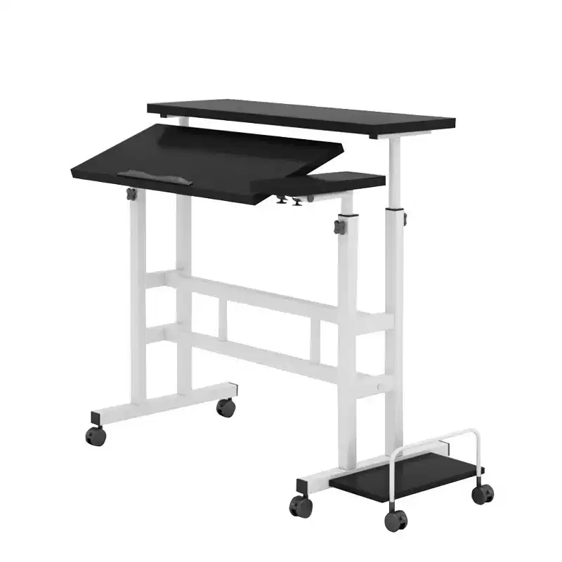 31.50 Inch Small Mobile Standing Desk with Wheels - Height Adjustable Sit Stand Up Computer Workstation, Rolling Ergonomic Desk for Home Office