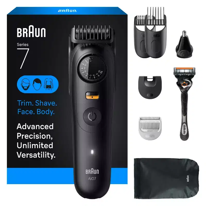 Braun Men's All-In-One Series 7 Trimmer Kit for Beard, Face, Hair and Body with Gillette ProGlide Razor - AiO 7530