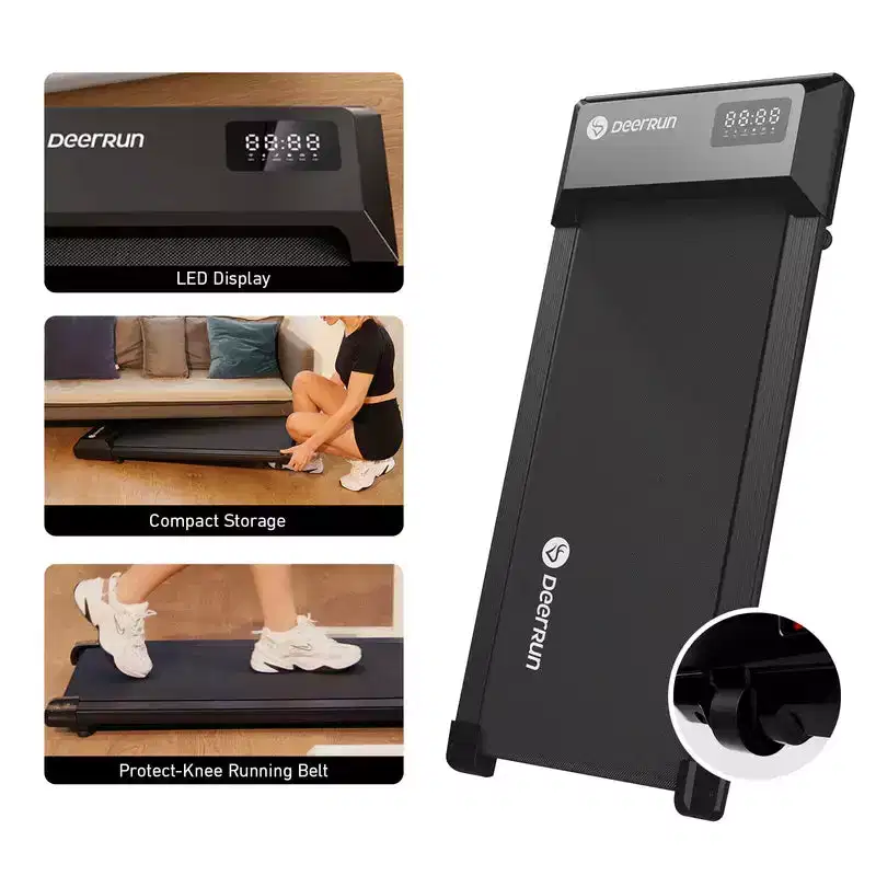 15.35*39.37 inches Run Belt Treadmills 2.5HP 2 in 1 LED Display 0.6-5MPH 350 LBS Weight Capacity