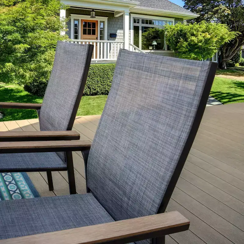 5pc Patio Set with Steel Table with 2" Umbrella Hole & Aluminum Frame Sling Chairs - Captiva Designs