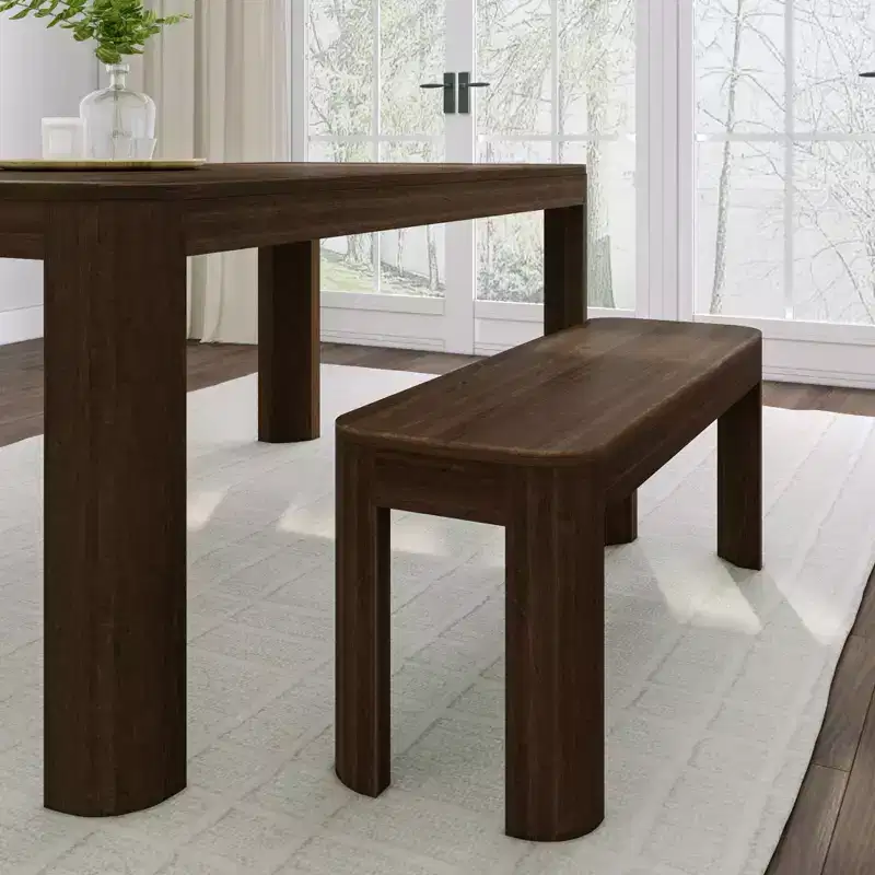 Plank+Beam Dining Bench, 46 Modern Rounded Edge Wooden Bench for Dining Room, Modern Entryway Bench, Dining Room Bench
