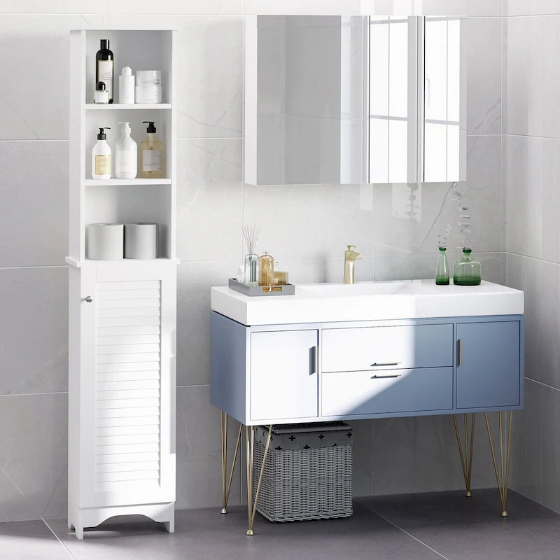 Tower with 3-Tier Open Adjustable Shelf