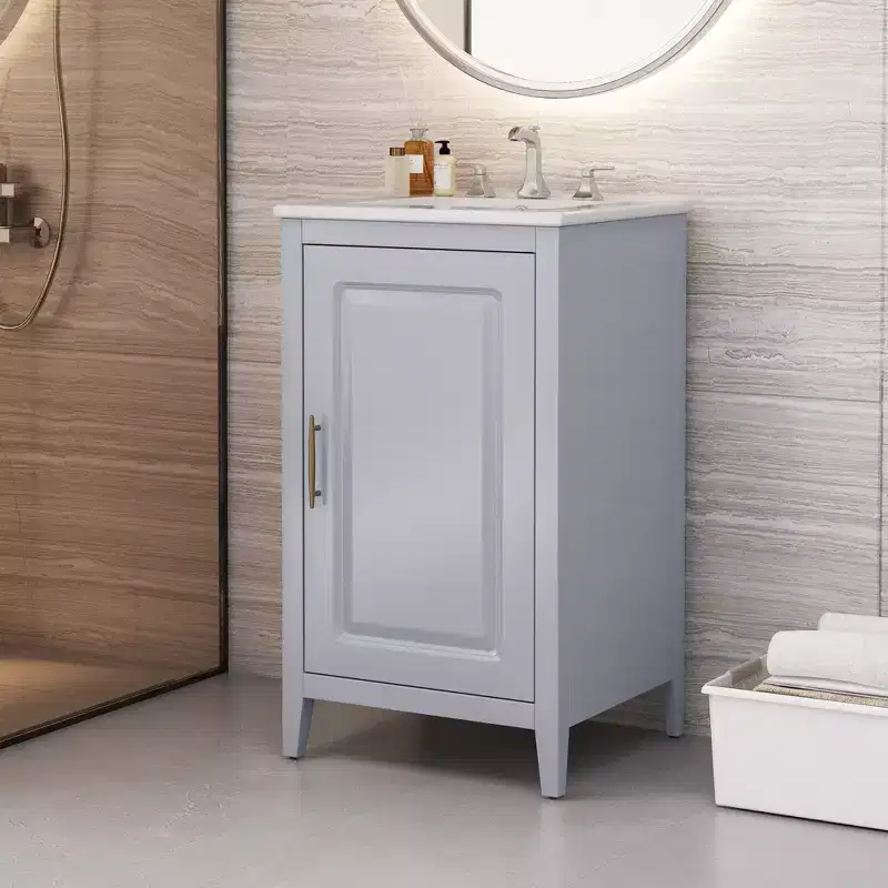 Okak 20 Inch Bathroom Organizer Bathroom Storage Cabinet with Sink Vanity with Door Shelf
