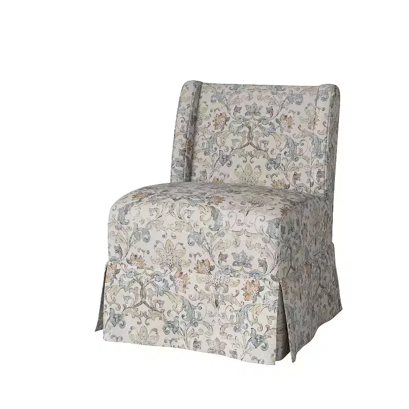 Fabrizius Transitional Upholstered Slipper Chair with Washable Slipcover and Solid Wood Legs | HULALA HOME