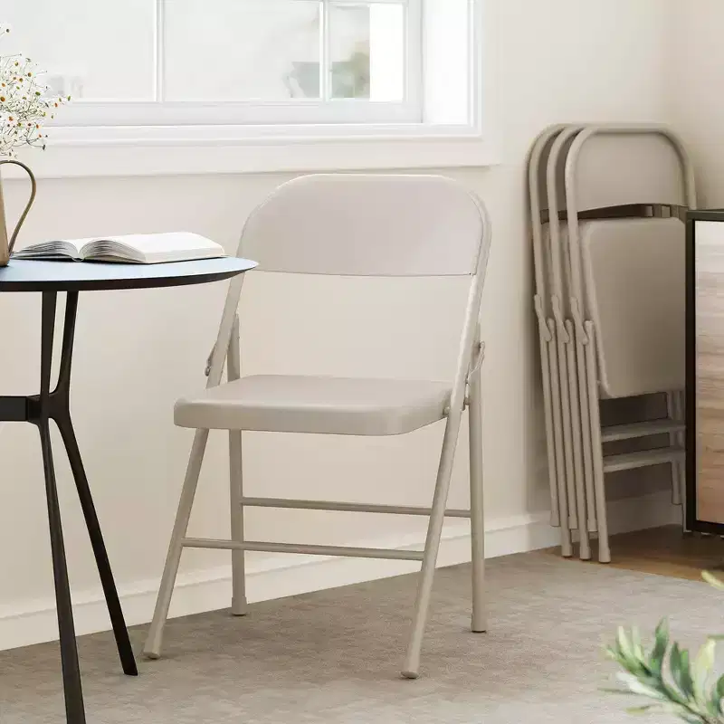 2-Pack Folding Chairs, 350lb Capacity Metal Frame, Portable Black Foldable Chairs for Indoor/Outdoor, Dining/Living Room & Office