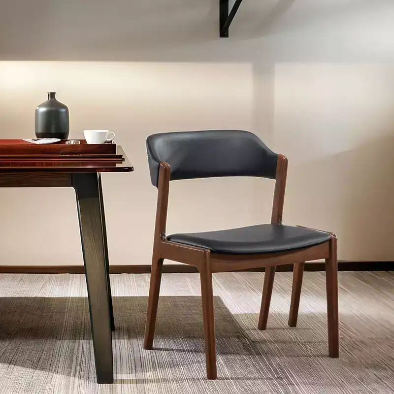 GDFStudio Edmund Mid-Century Modern Solid Wood and Faux Leather Upholstered Dining Chairs(Set of 2)