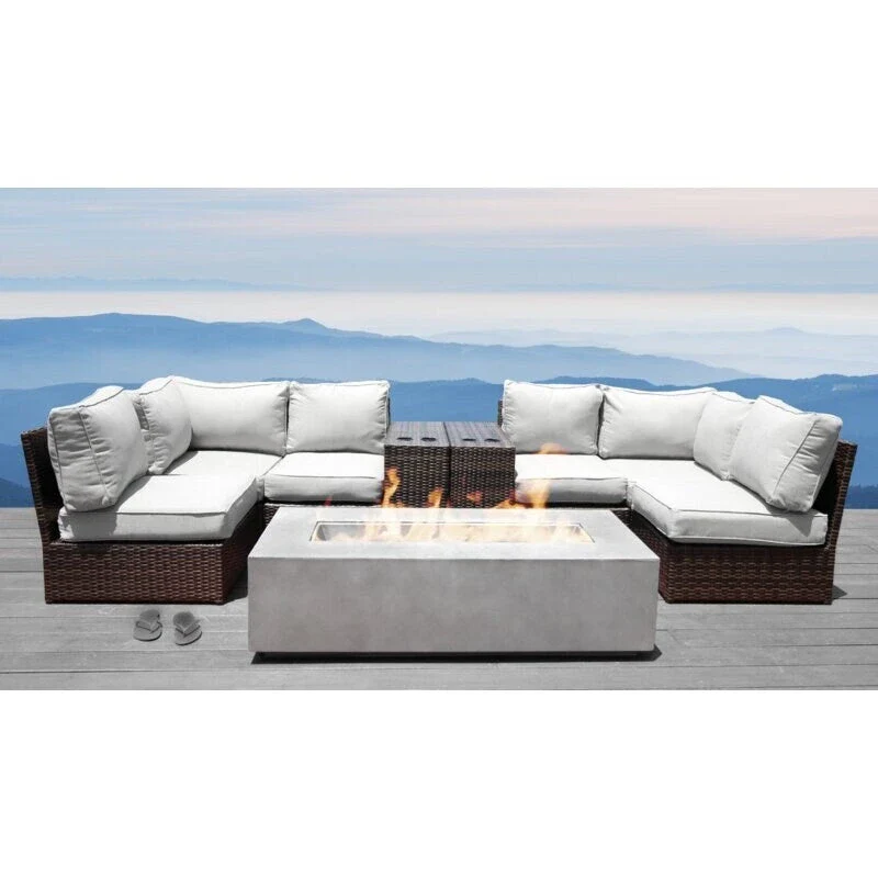 LSI 9 Piece Sectional Seating Group With Sunbrella Canvas Cushion