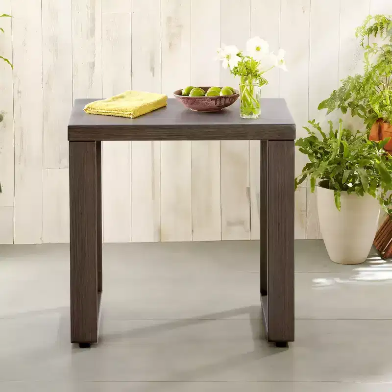Square Metal Outdoor Side Table, Brown, 20x20x20