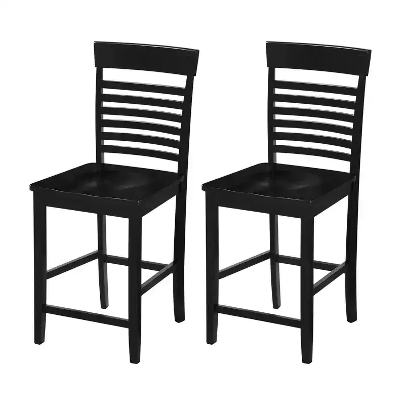Costway Counter-Height Dining Chair Set of 2/4 with Footrests Solid Wood Frame Modern