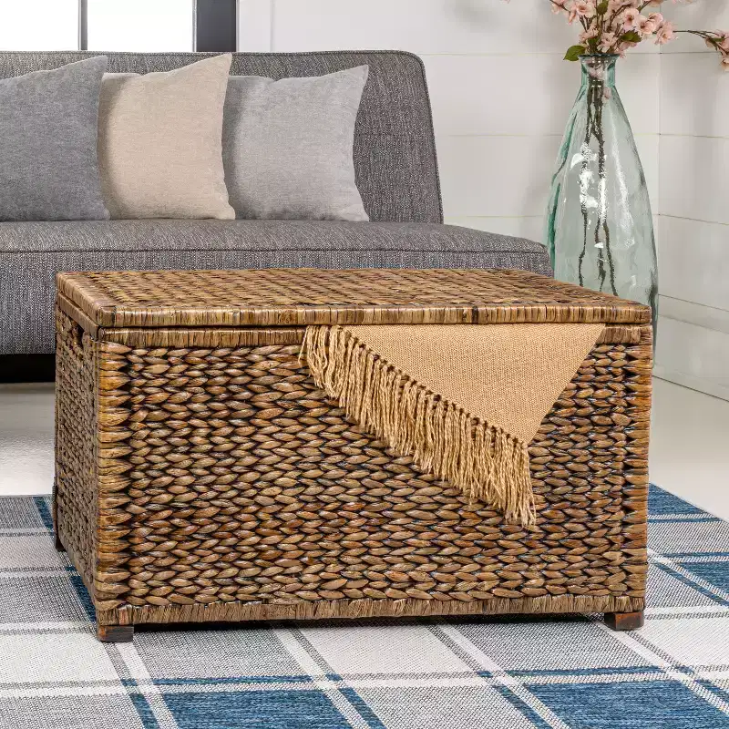 Anada 30 Handwoven Wicker Weave Storage Trunk