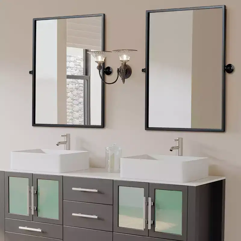Dovelina Modern Metal Wall Mirror Rectangular Pivot Bathroom Vanity Mirror
