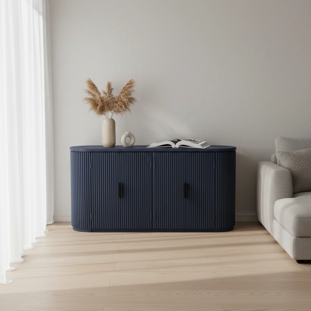 63W 4-Door Storage Cabinet with Metal Handles